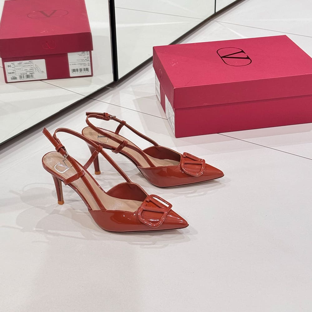 VALENTINO VLOGO SIGNATURE patent leather lace-up high heels (heel height 8 cm)